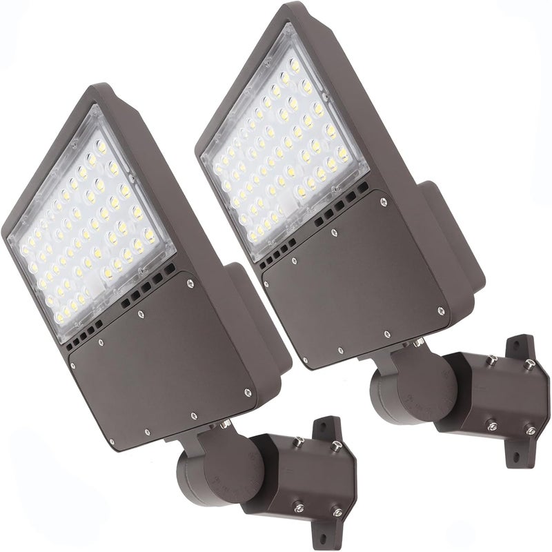 WHLED 2PACK 100W LED Parking Lot Light with Dusk to Dawn Photocell, Slipfitter Mount and Wall Mount Commercial Outdoor Lighting, 100-277V 14000LM 5000K, ETL Commercial LED Flood Lights - Image 1